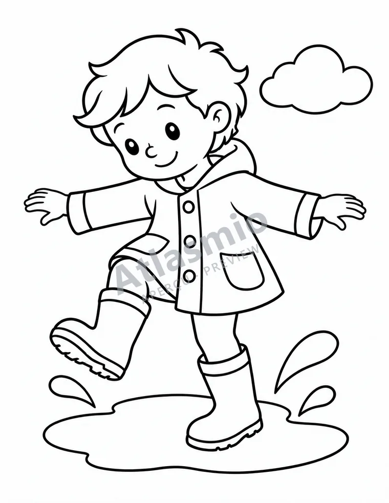 Colouring illustration: The first puddle
