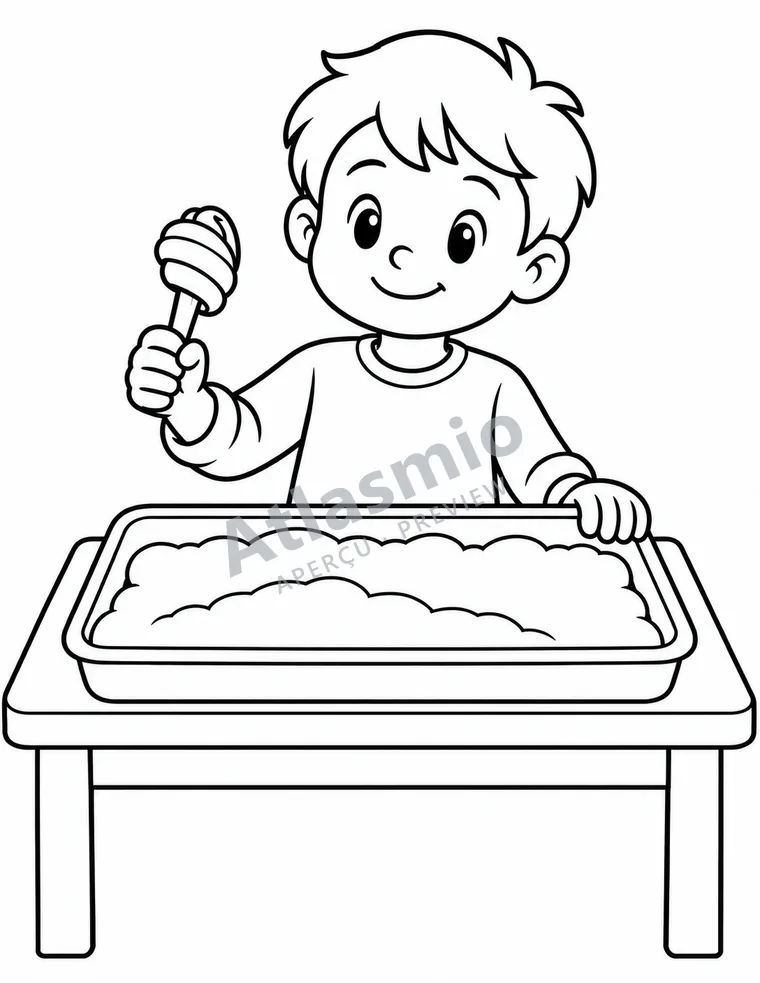Colouring illustration: Maple taffy on snow