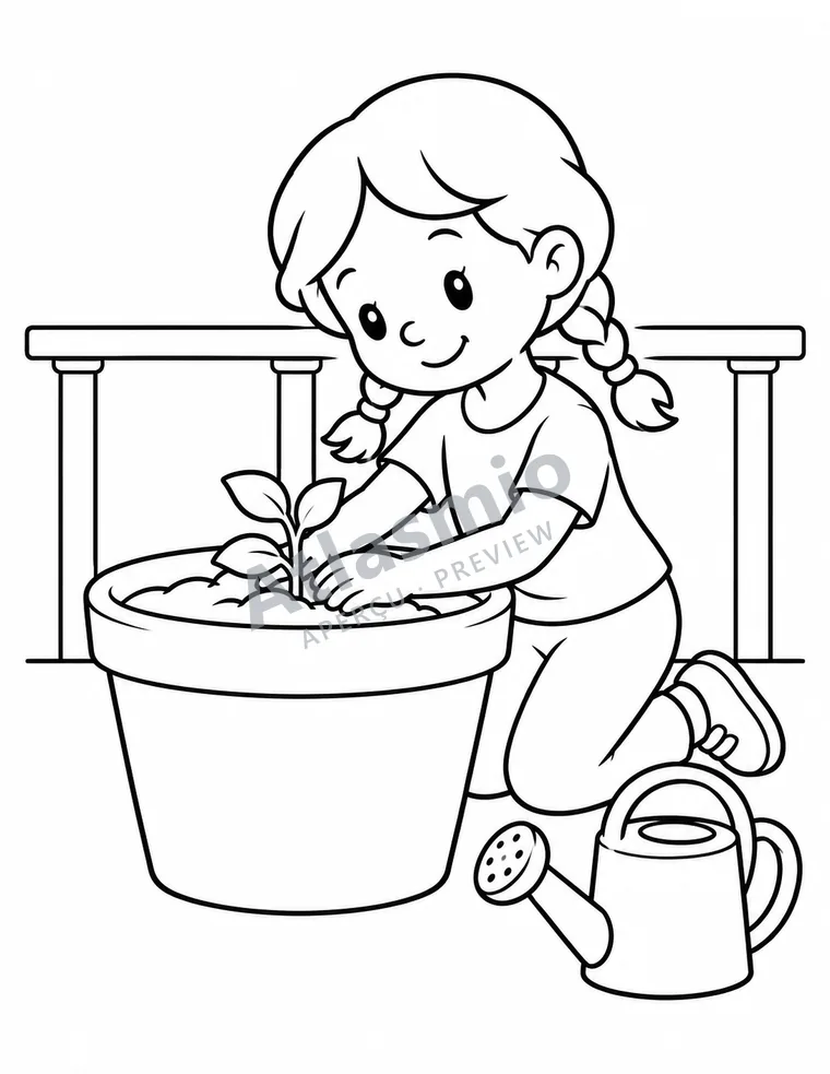 Illustration à colorier : Le jardin sur le balcon