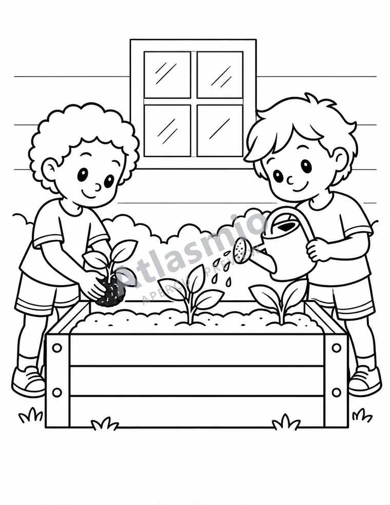 Colouring illustration: The laneway garden
