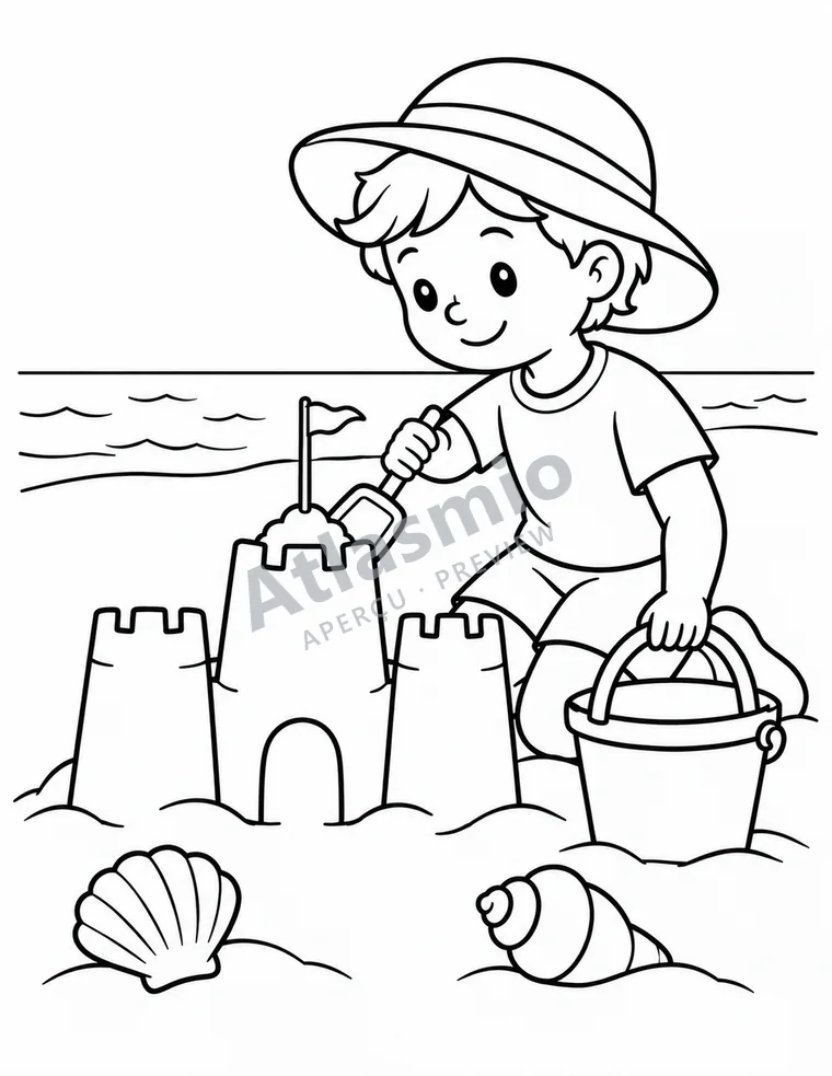 Colouring illustration: A sandcastle