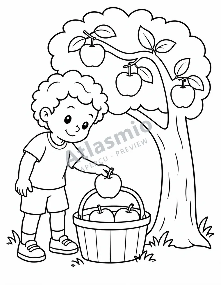 Illustration à colorier : Un panier de pommes