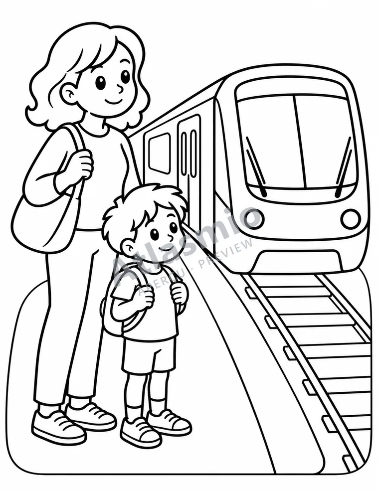 Colouring illustration: A métro ride