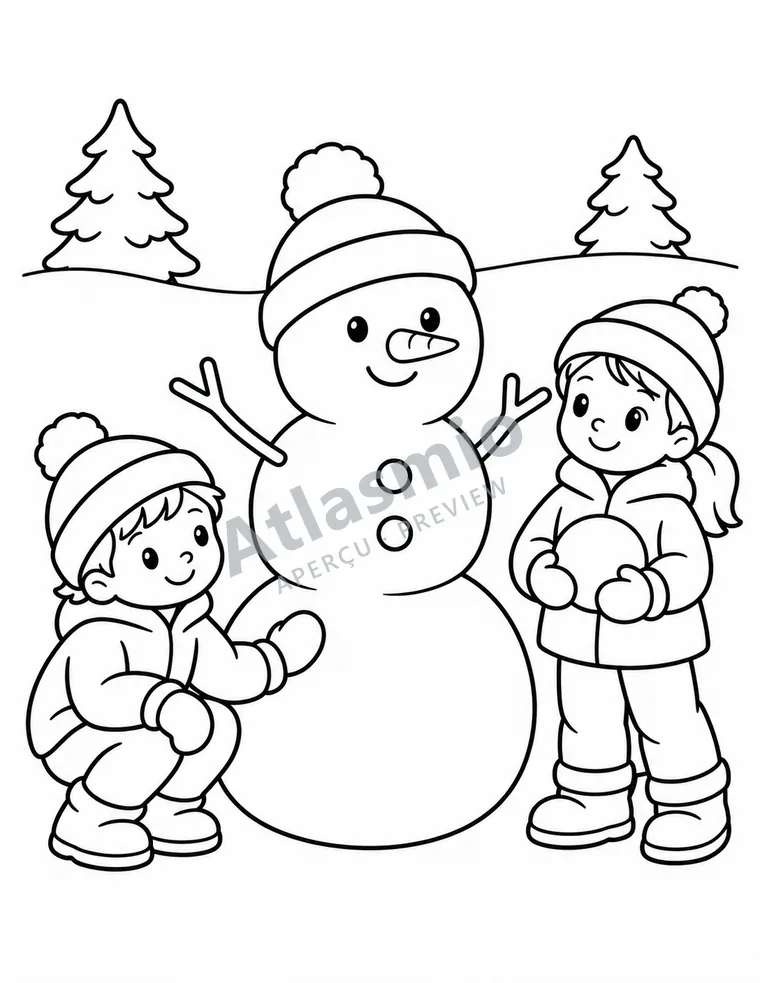 Colouring illustration: Our snowman