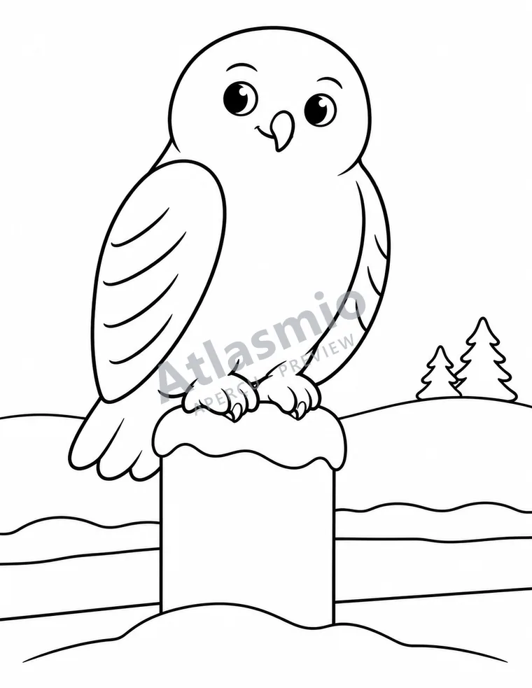 Colouring illustration: The snowy owl