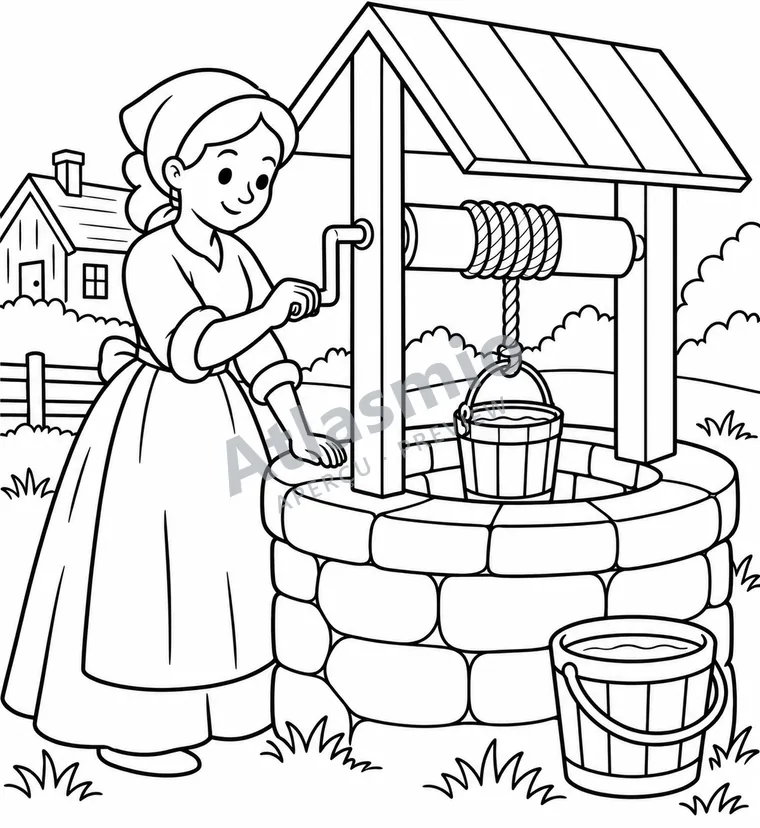 Illustration à colorier : L’eau du puits