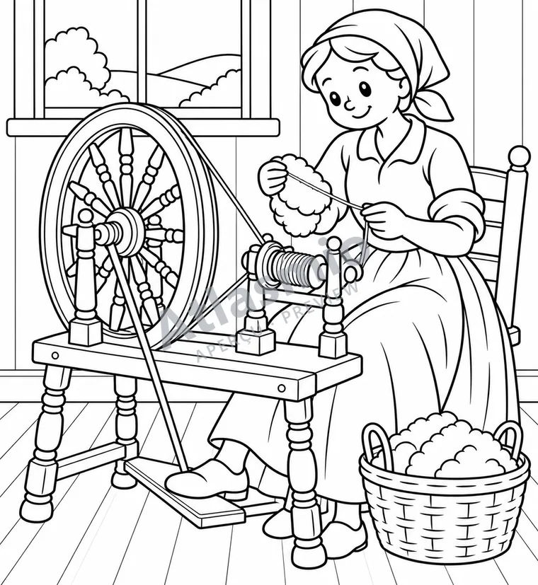 Illustration à colorier : Le rouet tourne