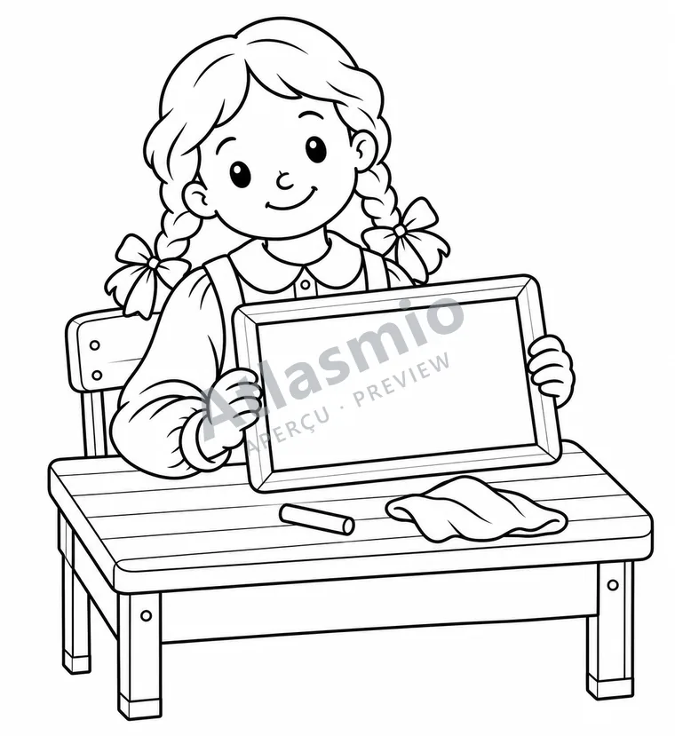 Colouring illustration: A slate to write on