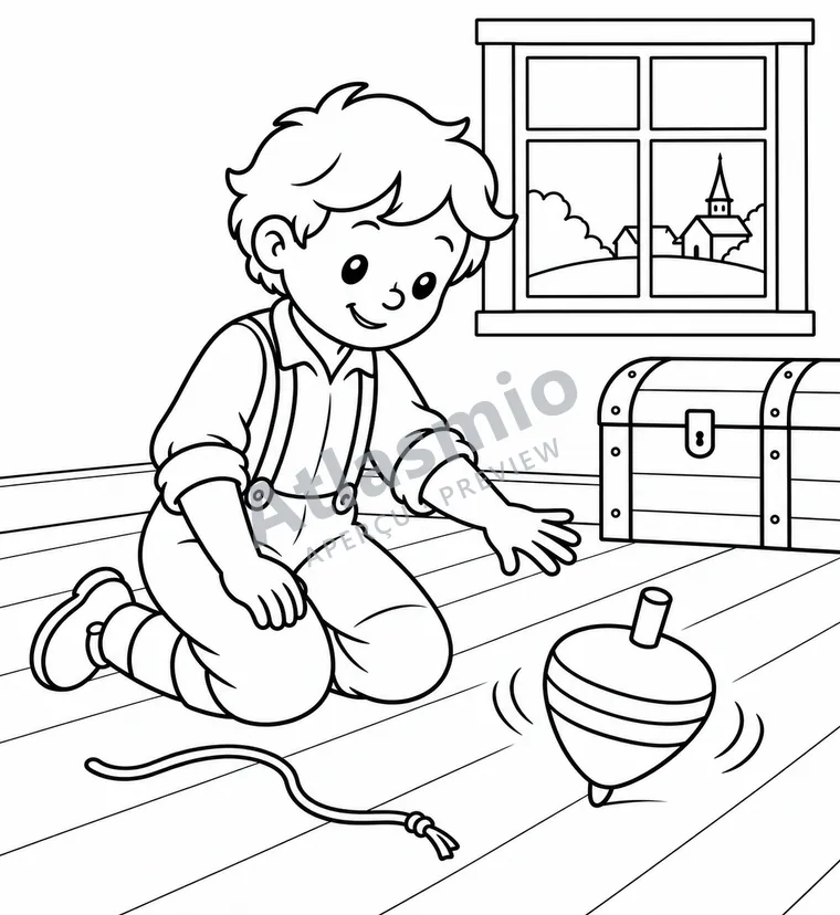 Colouring illustration: The spinning top