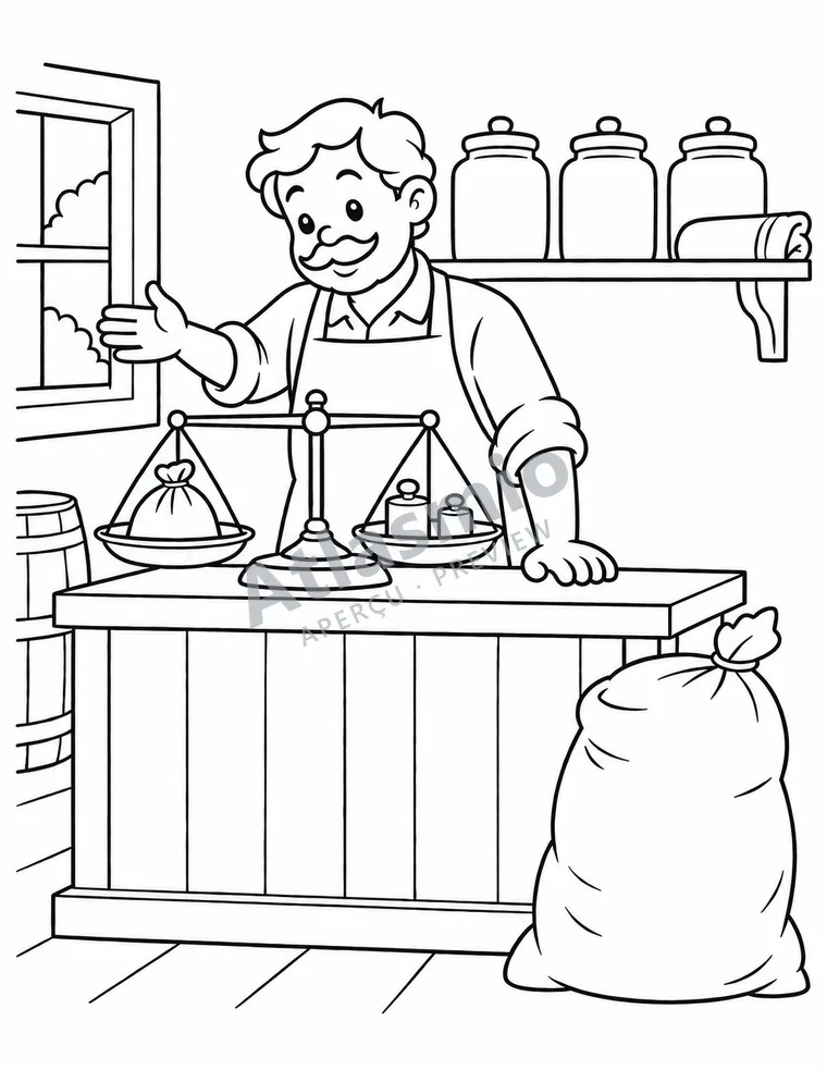 Illustration à colorier : Au magasin général
