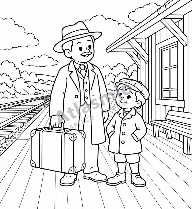 Illustration à colorier : En route, les voyageurs