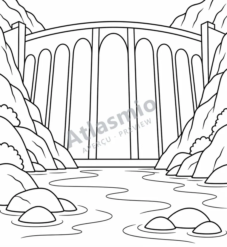 Illustration à colorier : Le barrage Daniel-Johnson