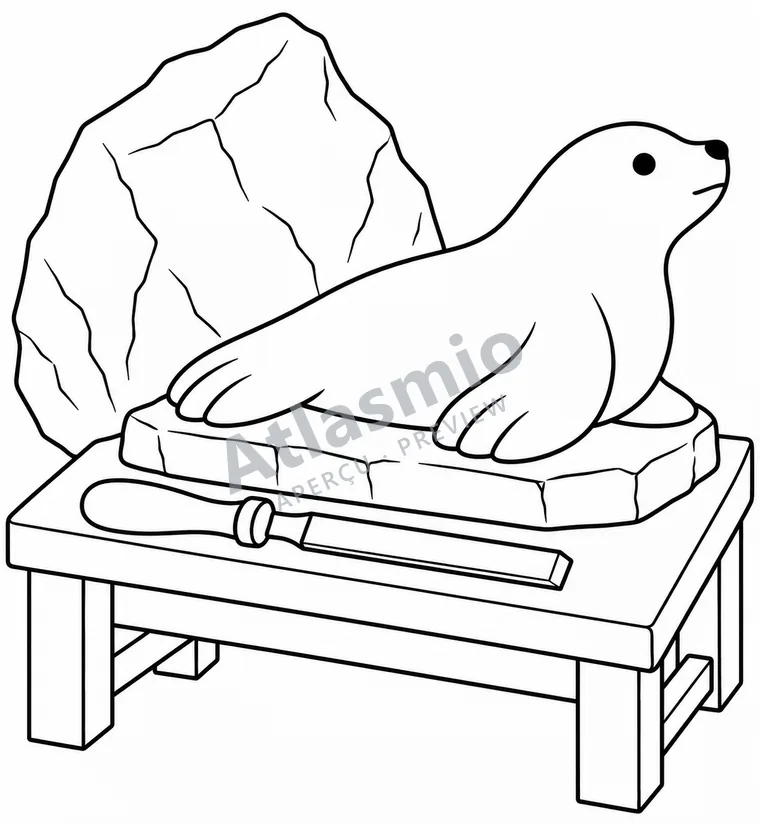 Illustration à colorier : Une sculpture du Nunavik