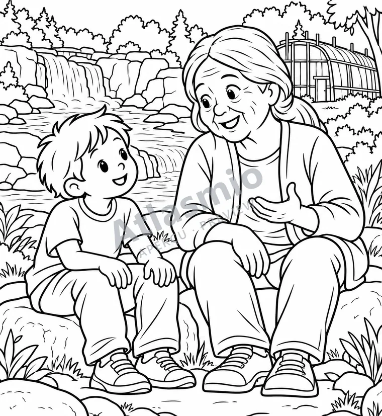 Illustration à colorier : Écouter la langue wendat