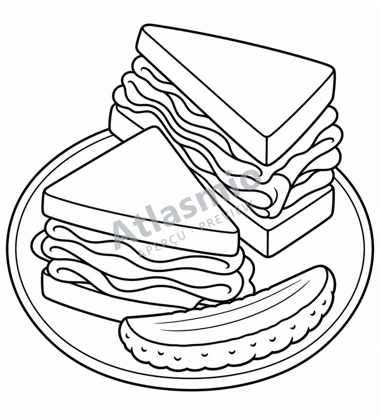 Illustration à colorier : Un sandwich montréalais