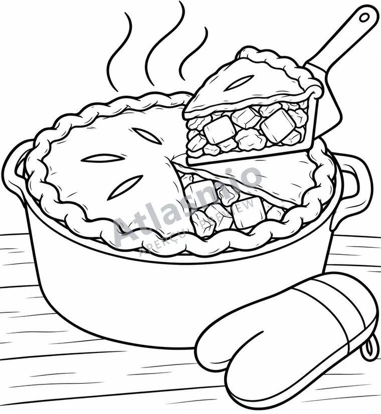 Illustration à colorier : La tourtière du Lac-Saint-Jean