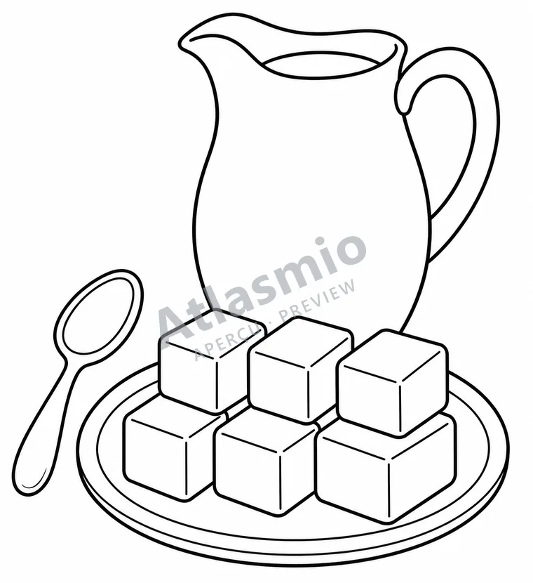 Illustration à colorier : Des carrés de sucre à la crème