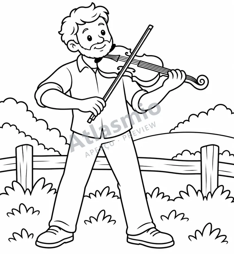 Illustration à colorier : Le violon fait danser