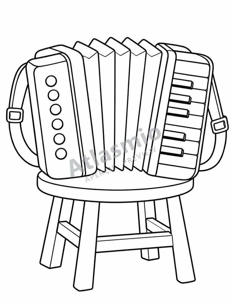 Illustration à colorier : L’accordéon de Montmagny