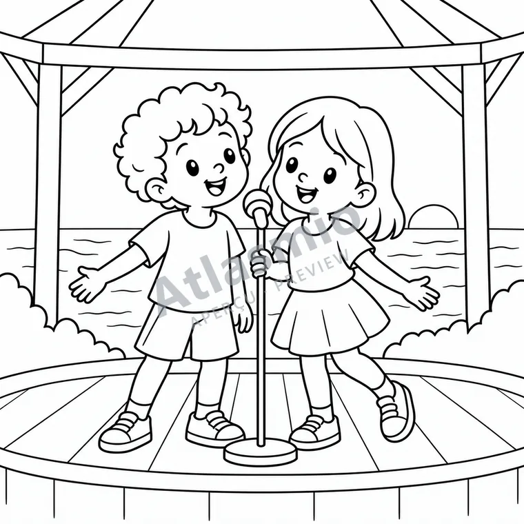 Illustration à colorier : On chante à Petite-Vallée