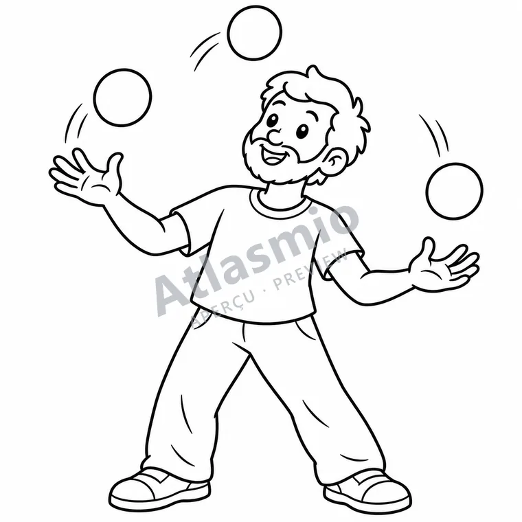Illustration à colorier : Trois balles dans les airs