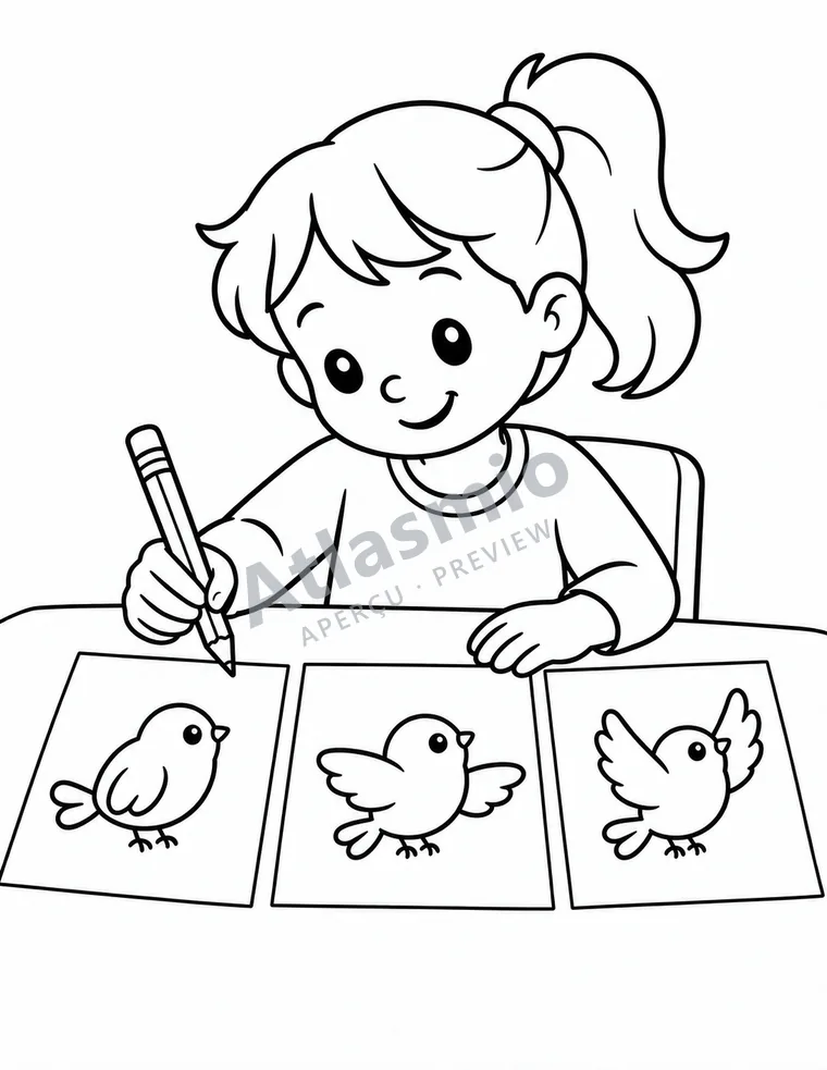 Illustration à colorier : Un dessin qui semble bouger