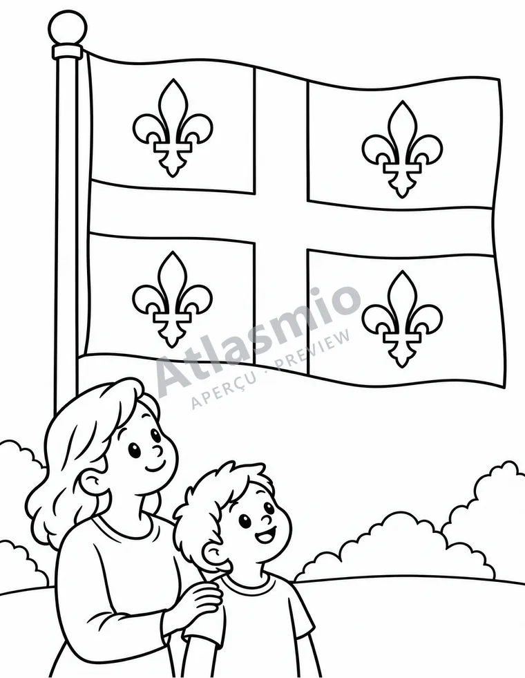 Colouring illustration: Québec's flag
