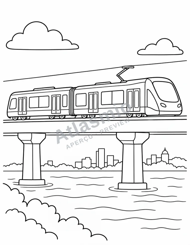 Colouring illustration: The REM's first passengers