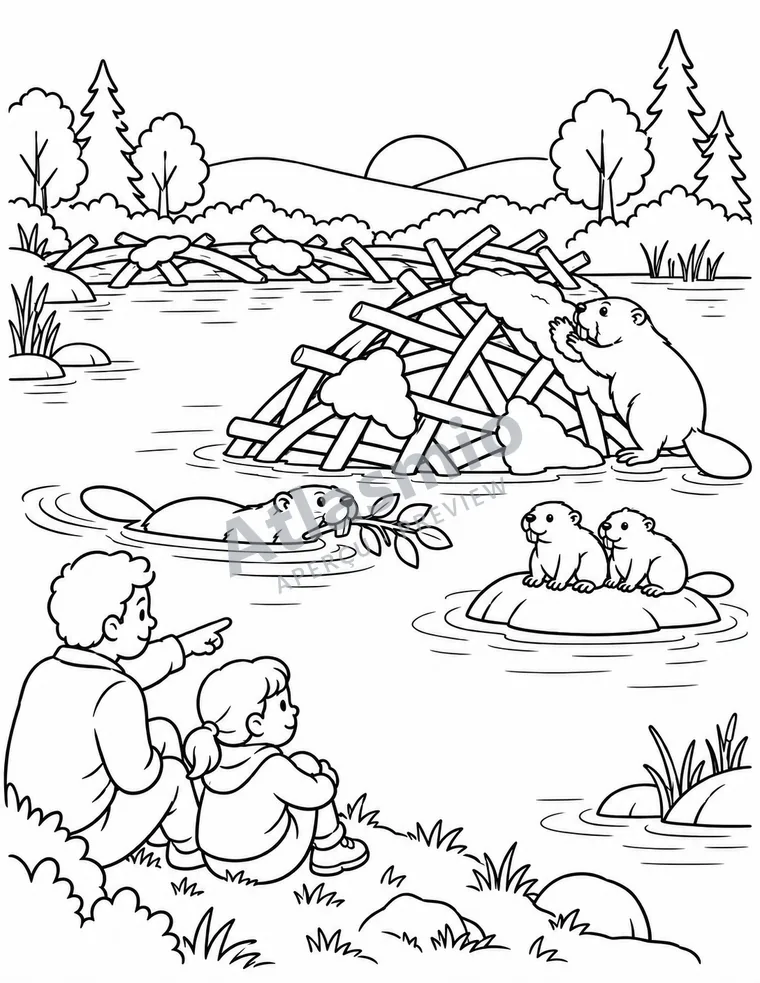 Illustration à colorier : Le castor, symbole du Canada
