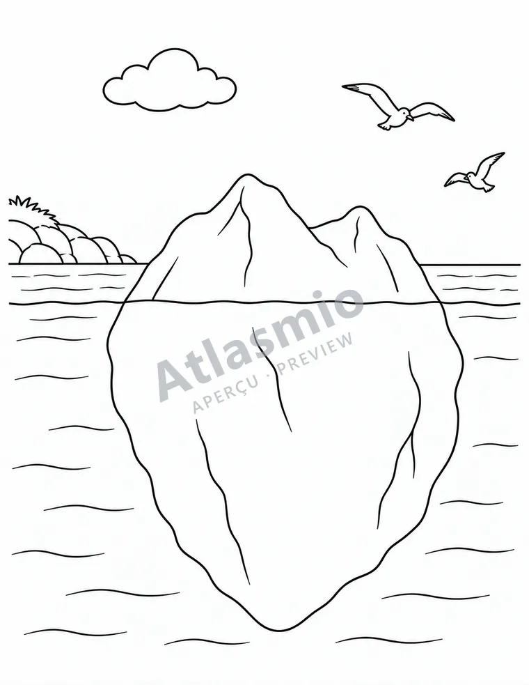 Colouring illustration: An iceberg from the North