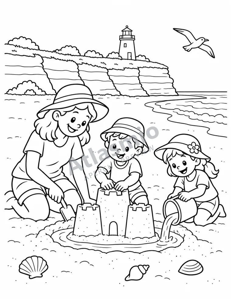 Colouring illustration: The red cliffs