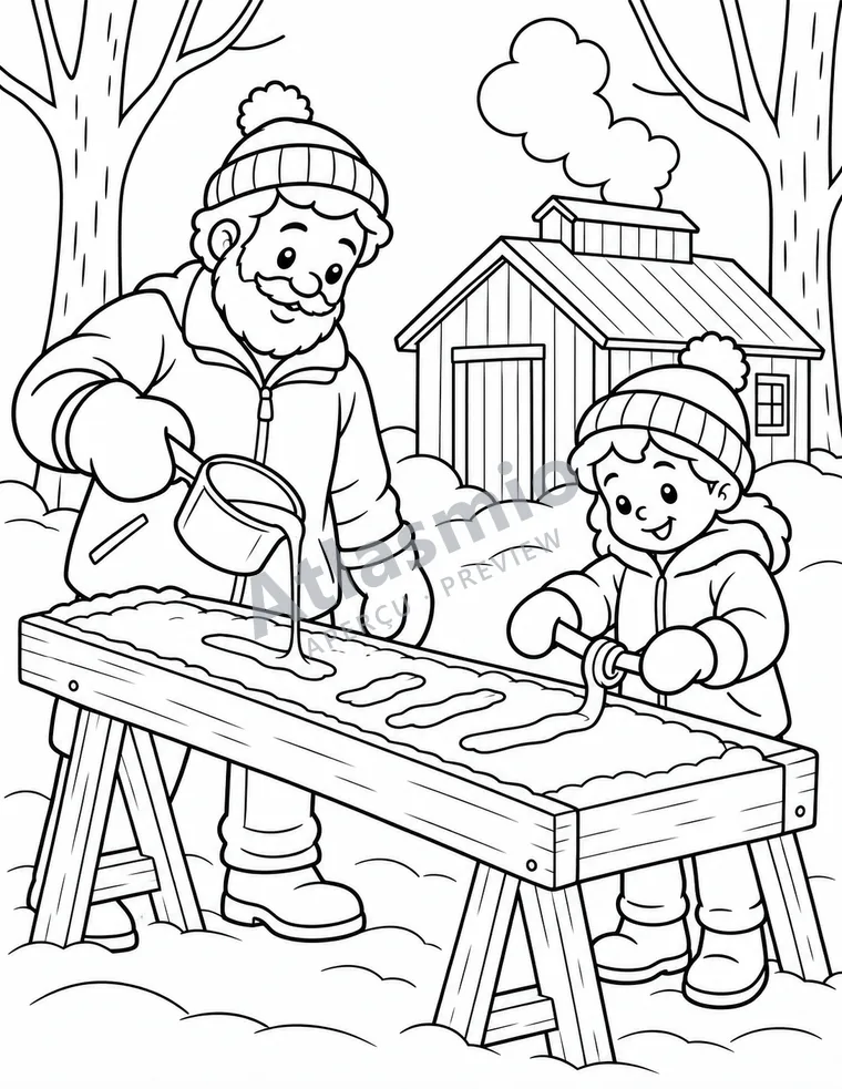 Colouring illustration: Maple taffy time