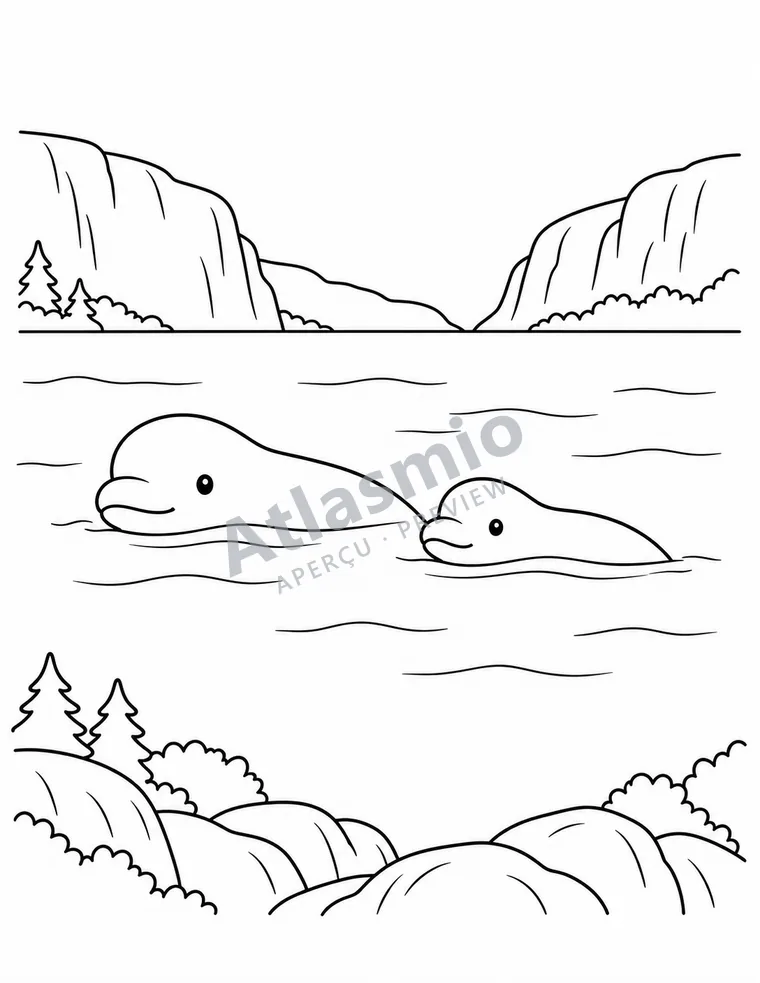 Illustration à colorier : Observer les bélugas