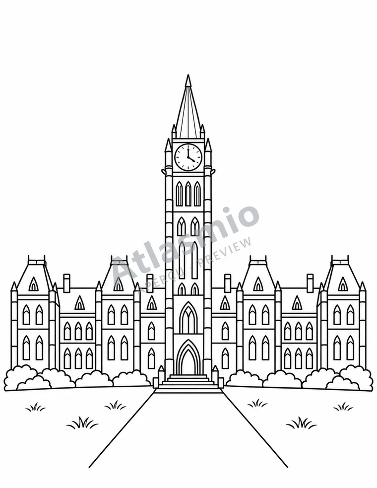 Illustration à colorier : La colline du Parlement