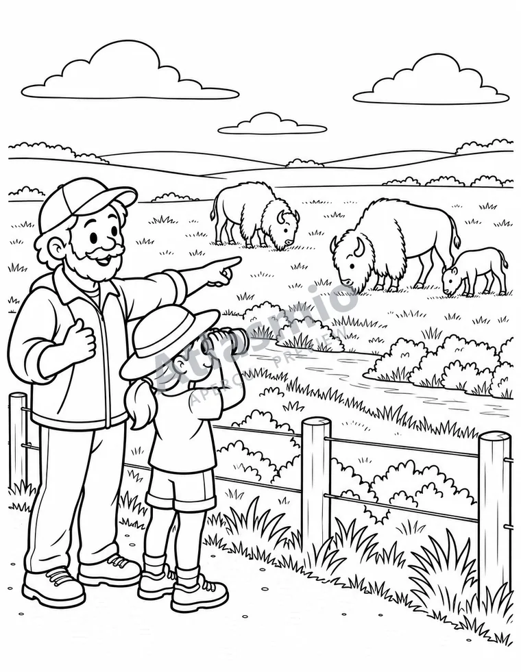 Illustration à colorier : Le retour des bisons