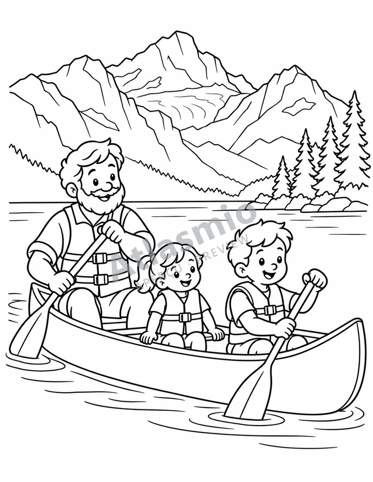 Illustration à colorier : Un lac turquoise à Banff