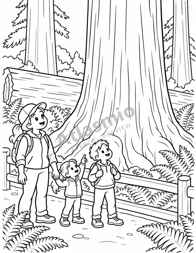 Illustration à colorier : Les géants de Cathedral Grove