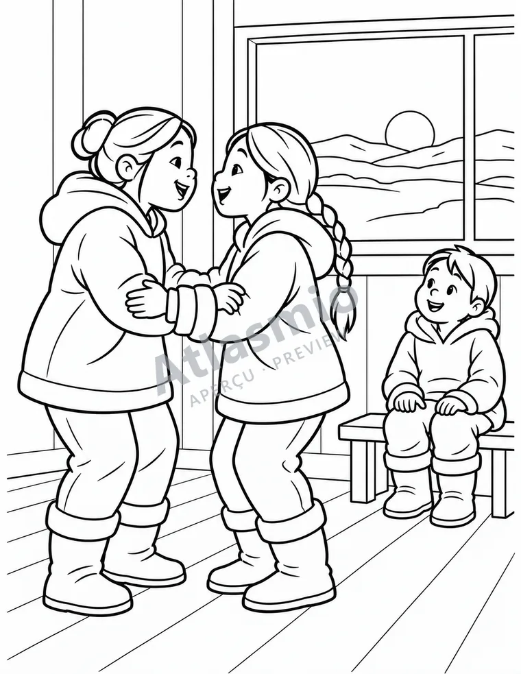Colouring illustration: Two voices face to face
