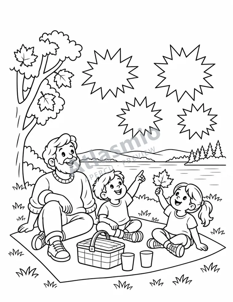 Colouring illustration: Happy Canada Day!