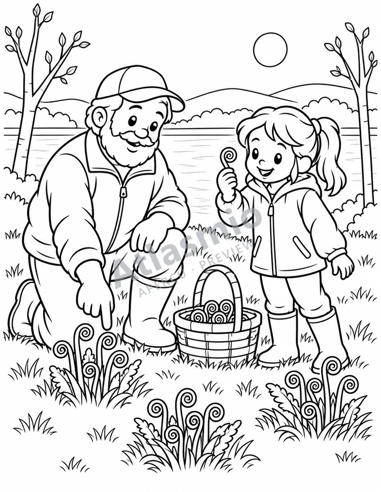 Colouring illustration: Spring by the Wolastoq