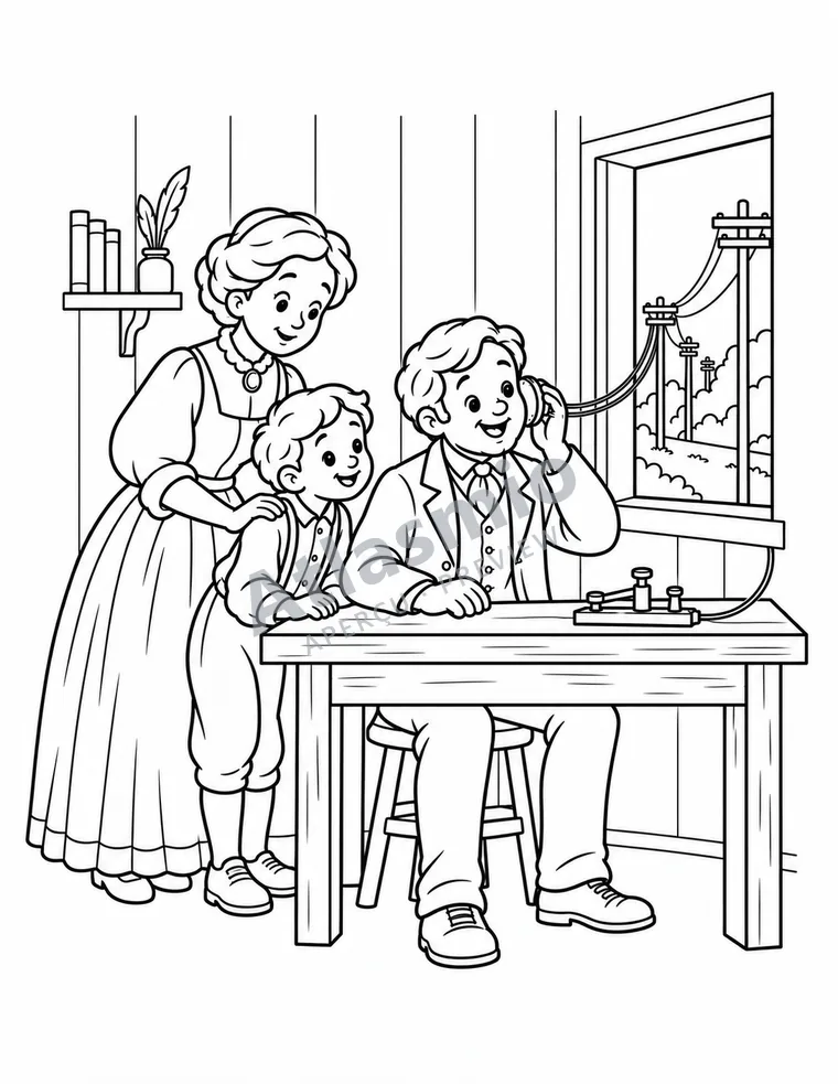 Colouring illustration: Voices on the wire