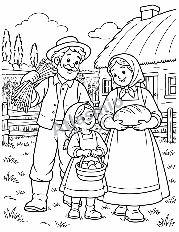 Illustration à colorier : Une maison dans les Prairies