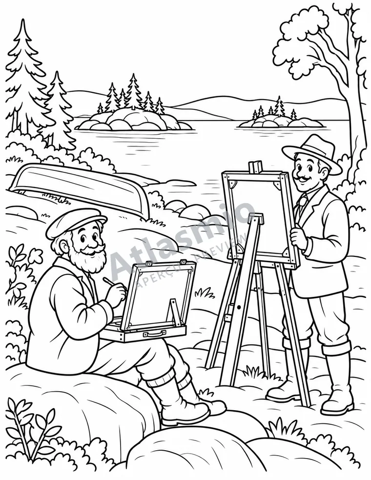 Illustration à colorier : Le Groupe des Sept