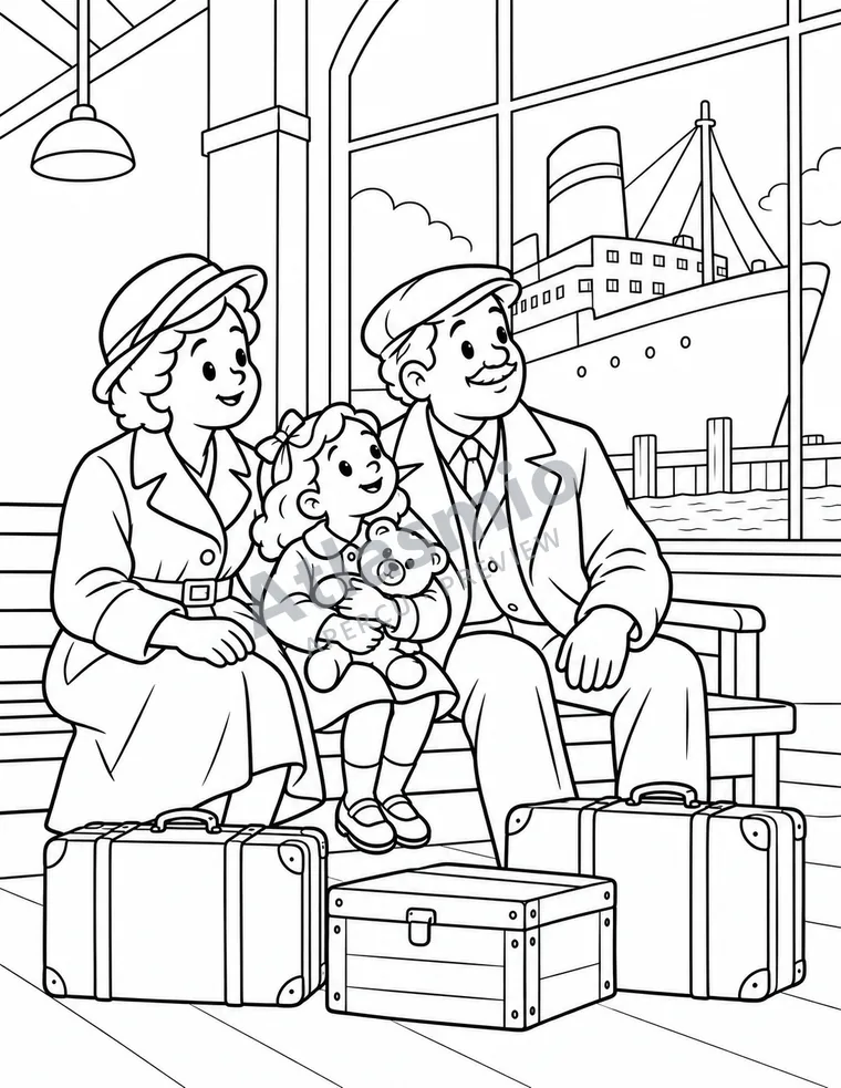 Illustration à colorier : Arriver au Quai 21