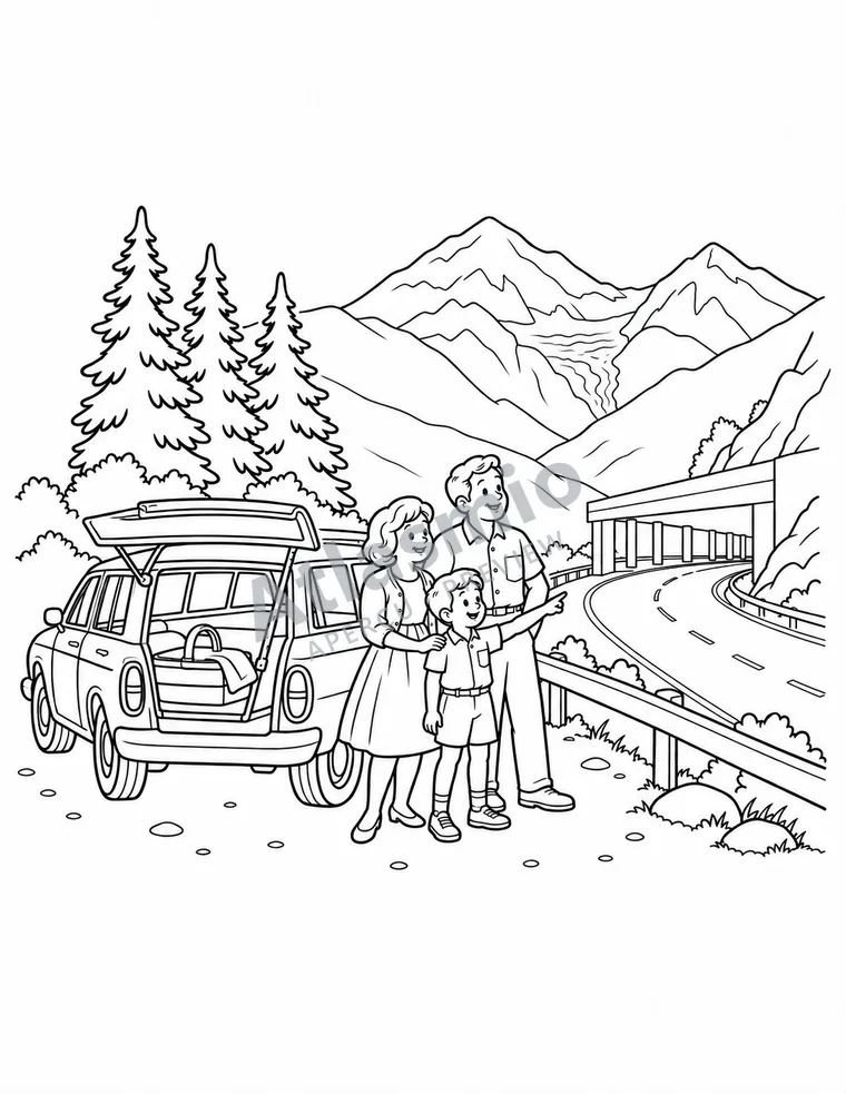 Illustration à colorier : La route Transcanadienne