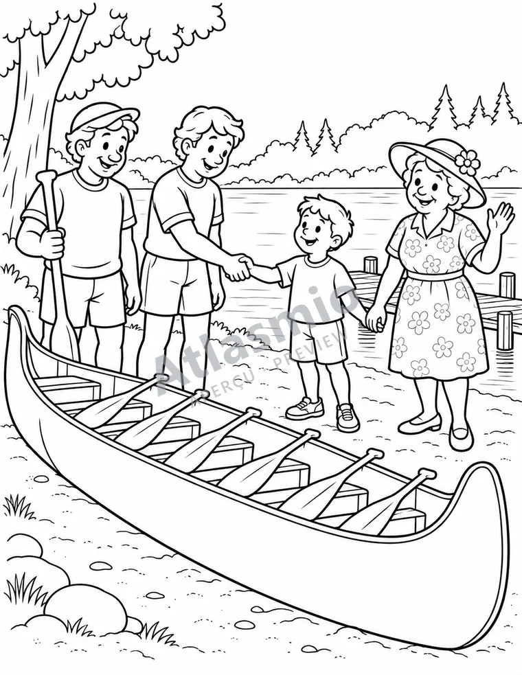 Colouring illustration: Paddling for the centennial