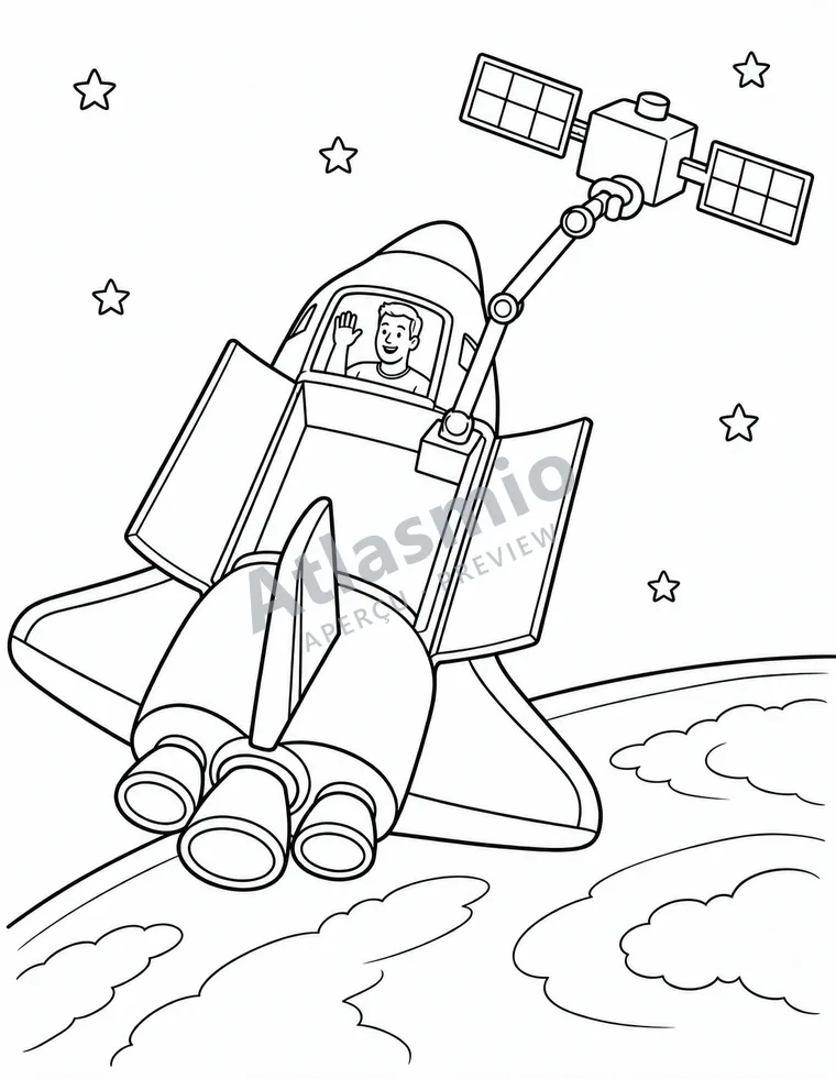 Colouring illustration: Canada in space