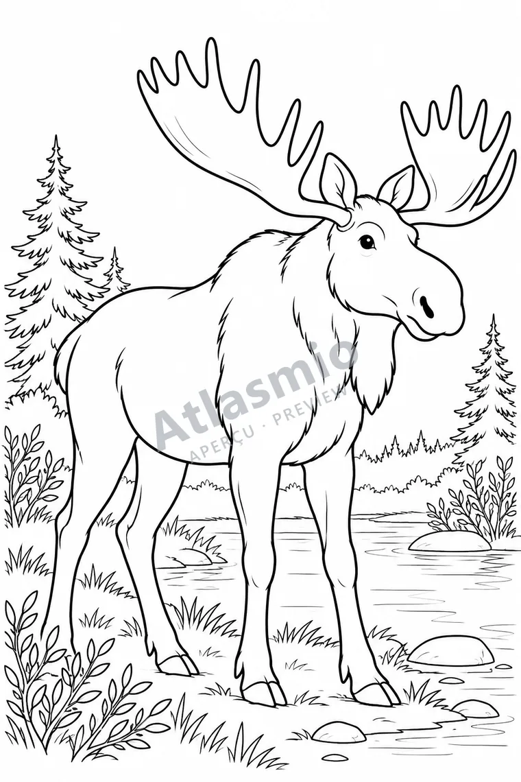 Colouring illustration: Moose