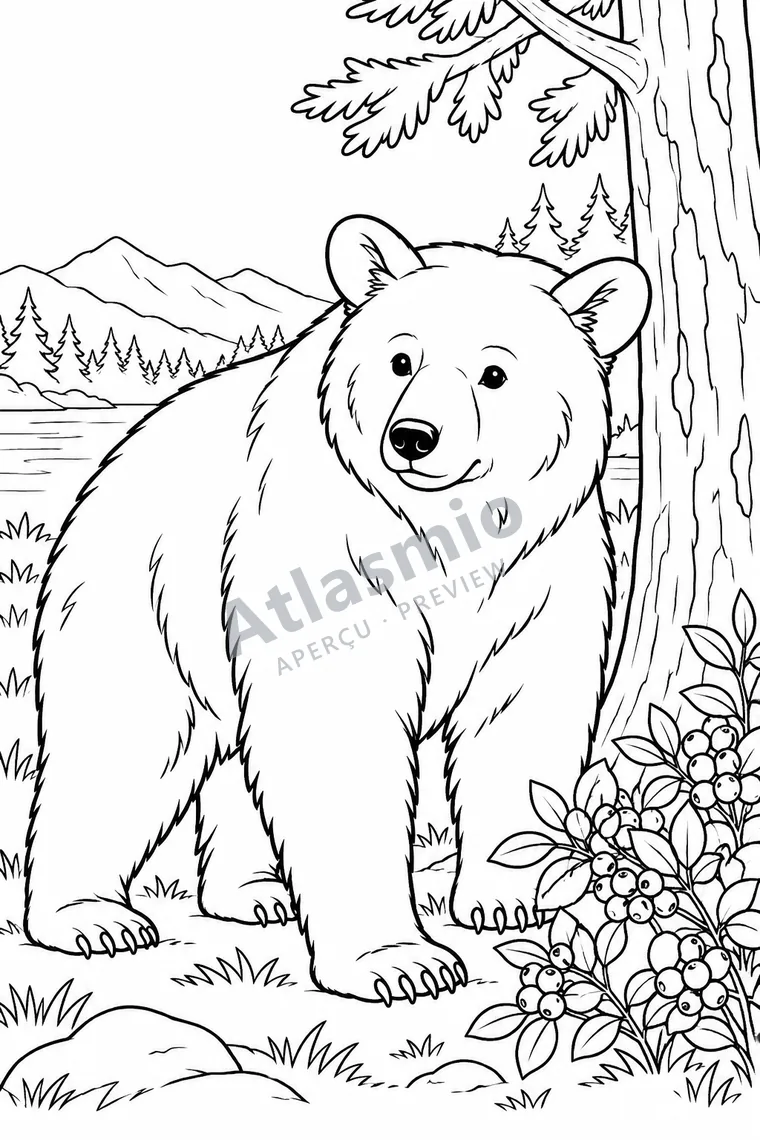 Colouring illustration: Black Bear