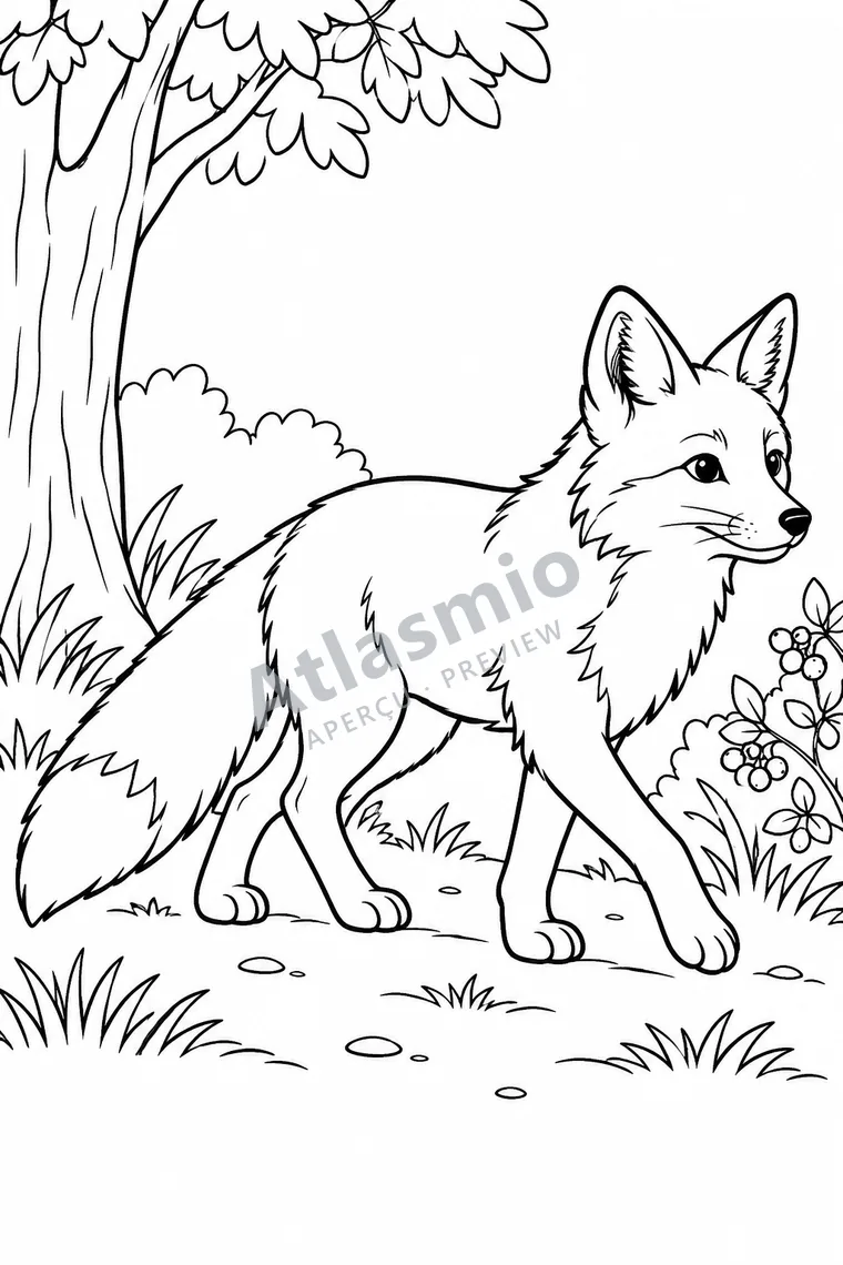 Colouring illustration: Red Fox